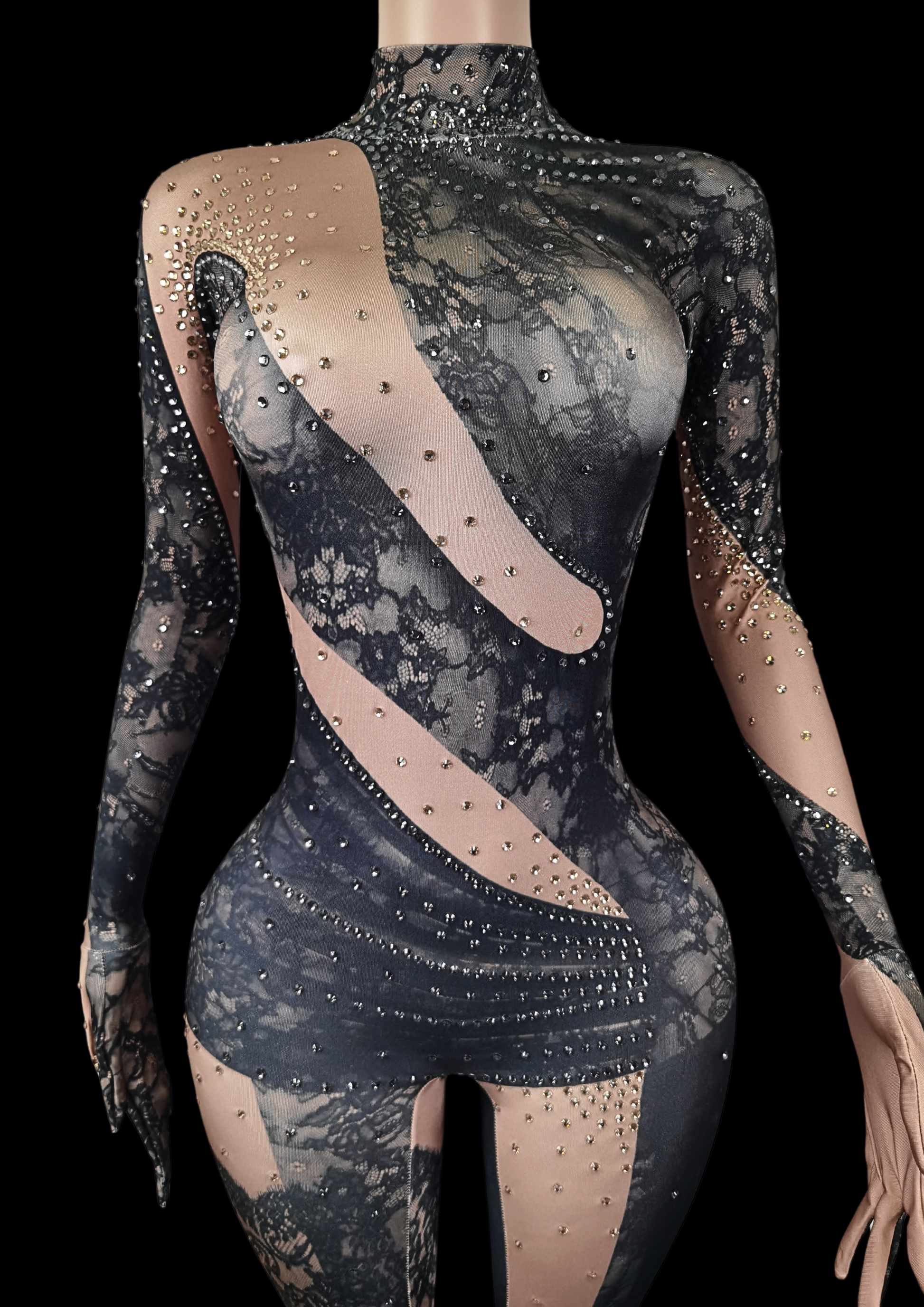 Glamstone | Party Jumpsuit: Lace Noir