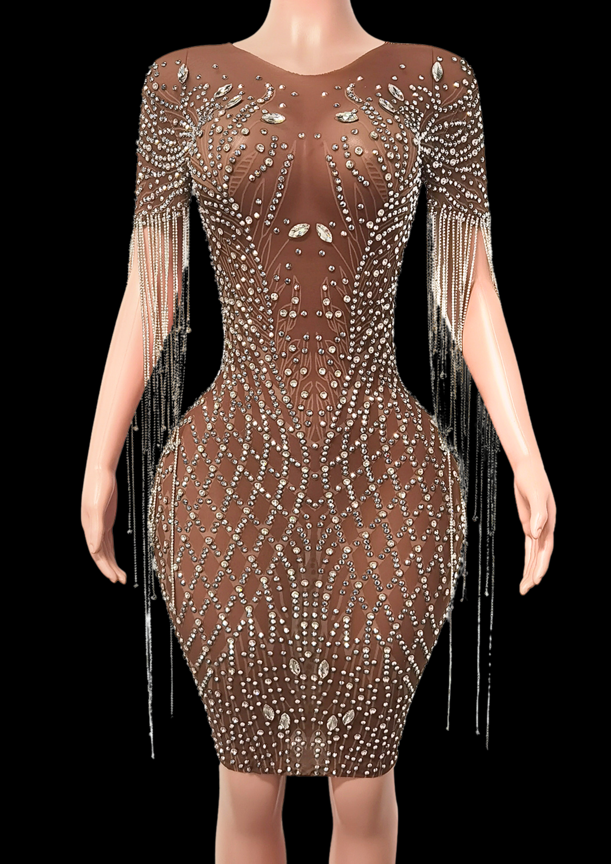 Glamstone | Midi Dress: Crystal Rain - Inspired by Kim Kardashian