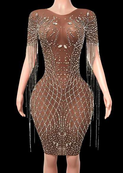 Glamstone | Midi Dress: Crystal Rain - Inspired by Kim Kardashian