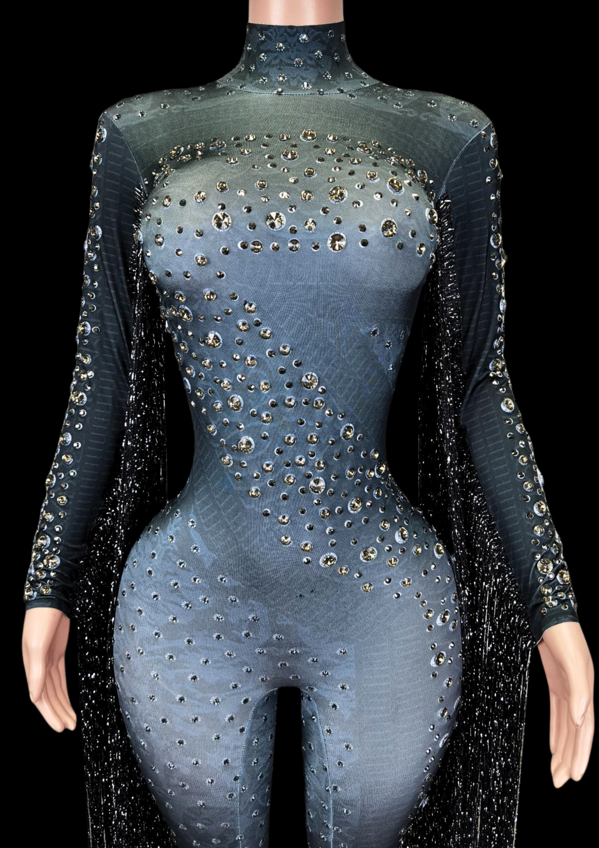 Glamstone | Party Jumpsuit: Black Galaxy