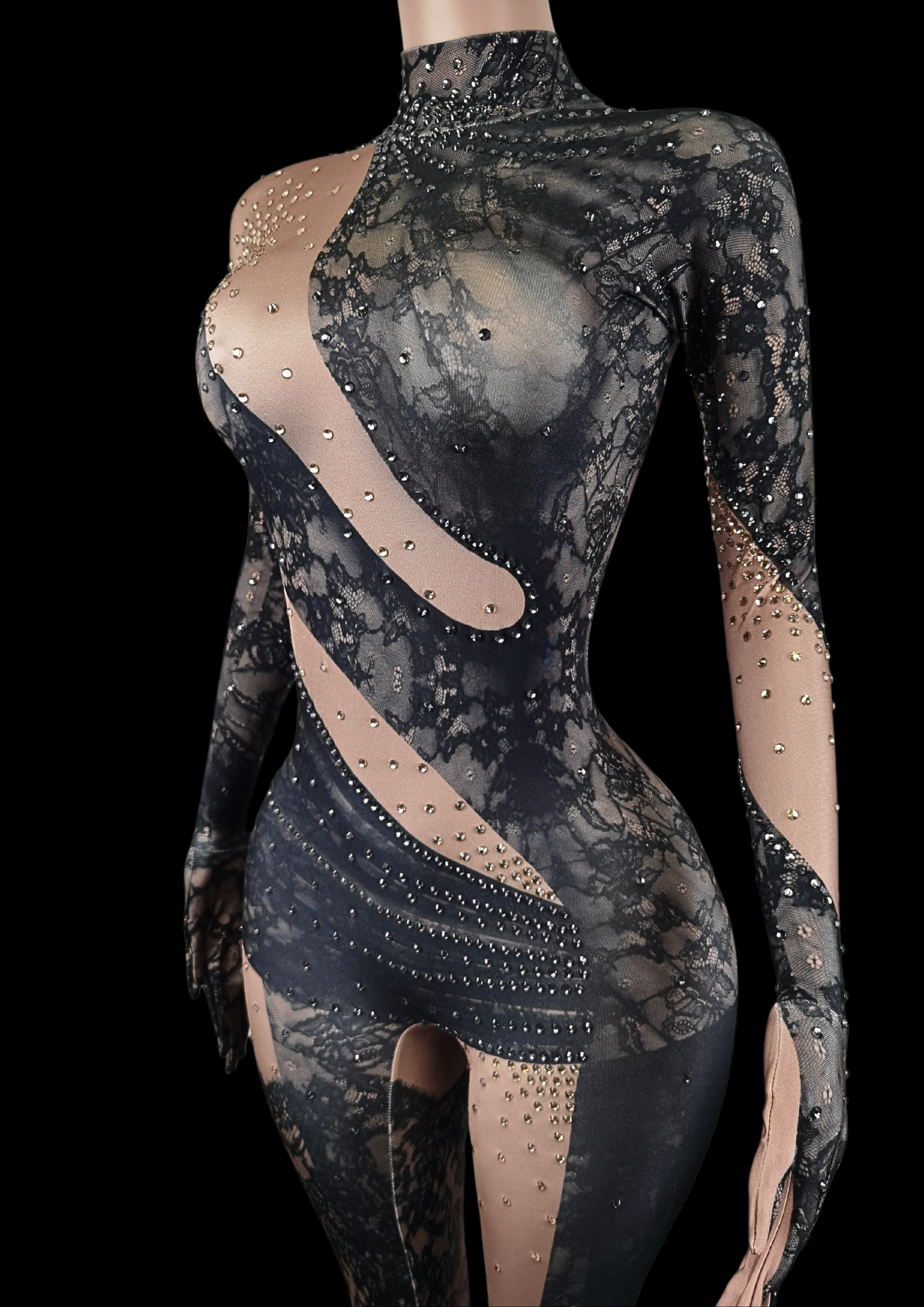 Glamstone | Party Jumpsuit: Lace Noir