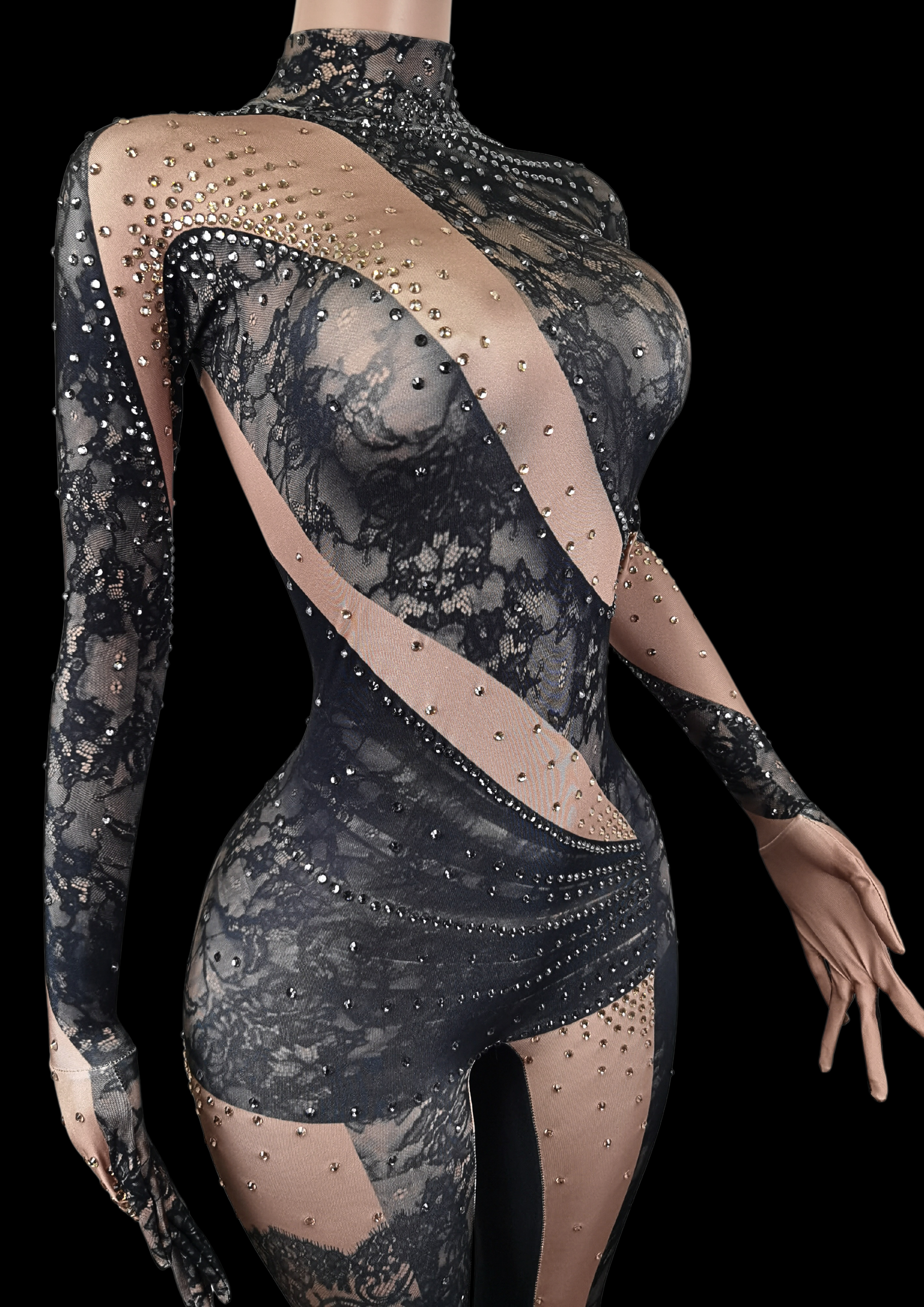 Glamstone | Party Jumpsuit: Lace Noir