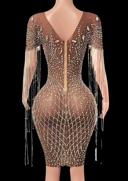 Glamstone | Midi Dress: Crystal Rain - Inspired by Kim Kardashian