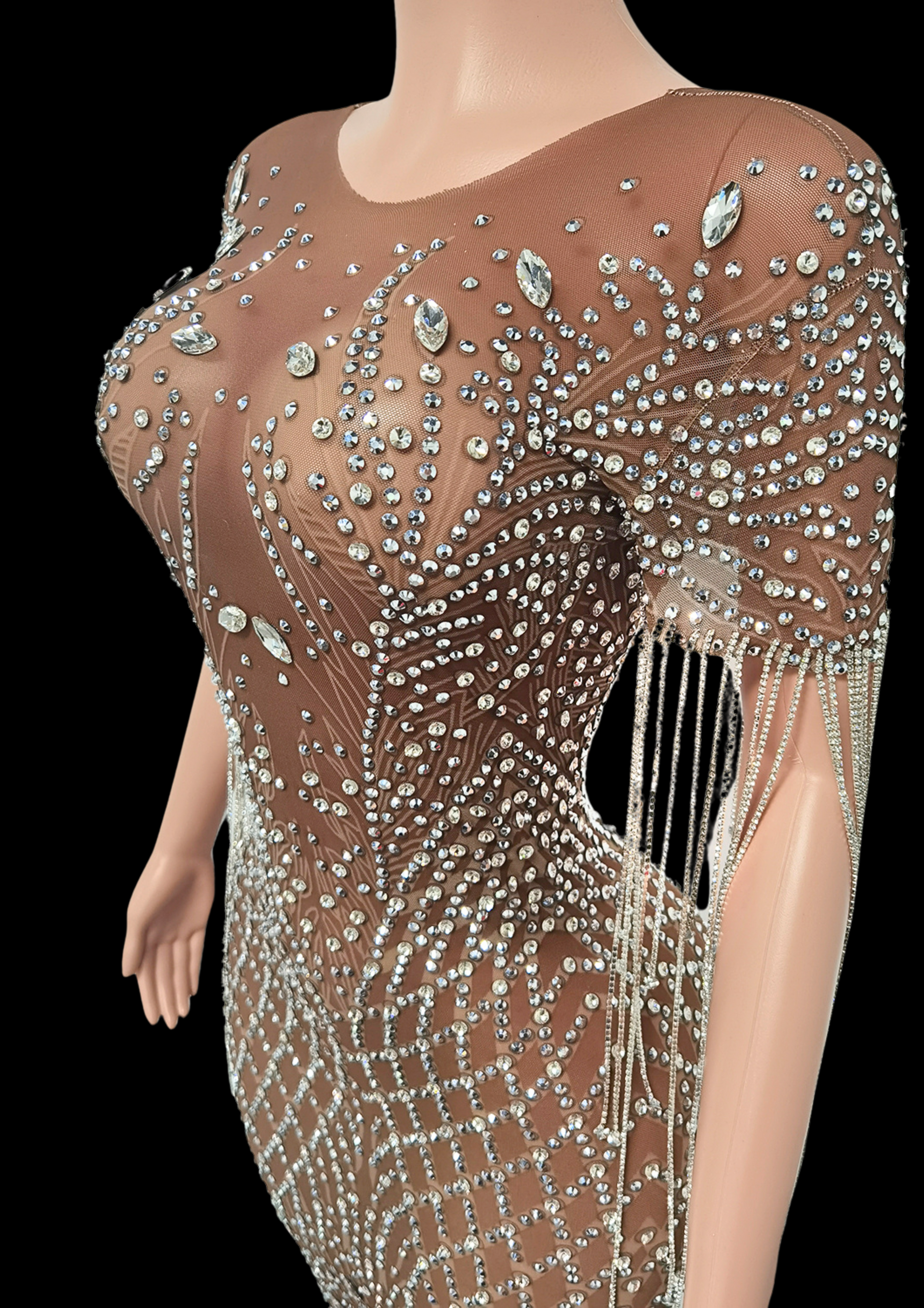 Glamstone | Midi Dress: Crystal Rain - Inspired by Kim Kardashian