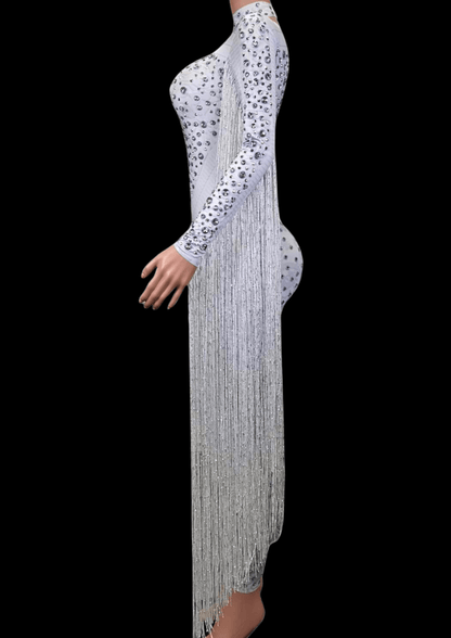 Glamstone | Party Jumpsuit: White Comet