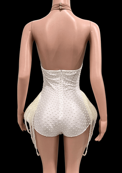 Glamstone | Party Romper: Champagne Pearl