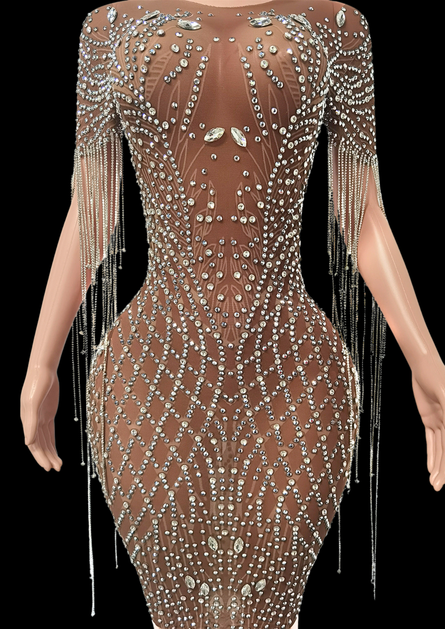 Glamstone | Midi Dress: Crystal Rain - Inspired by Kim Kardashian