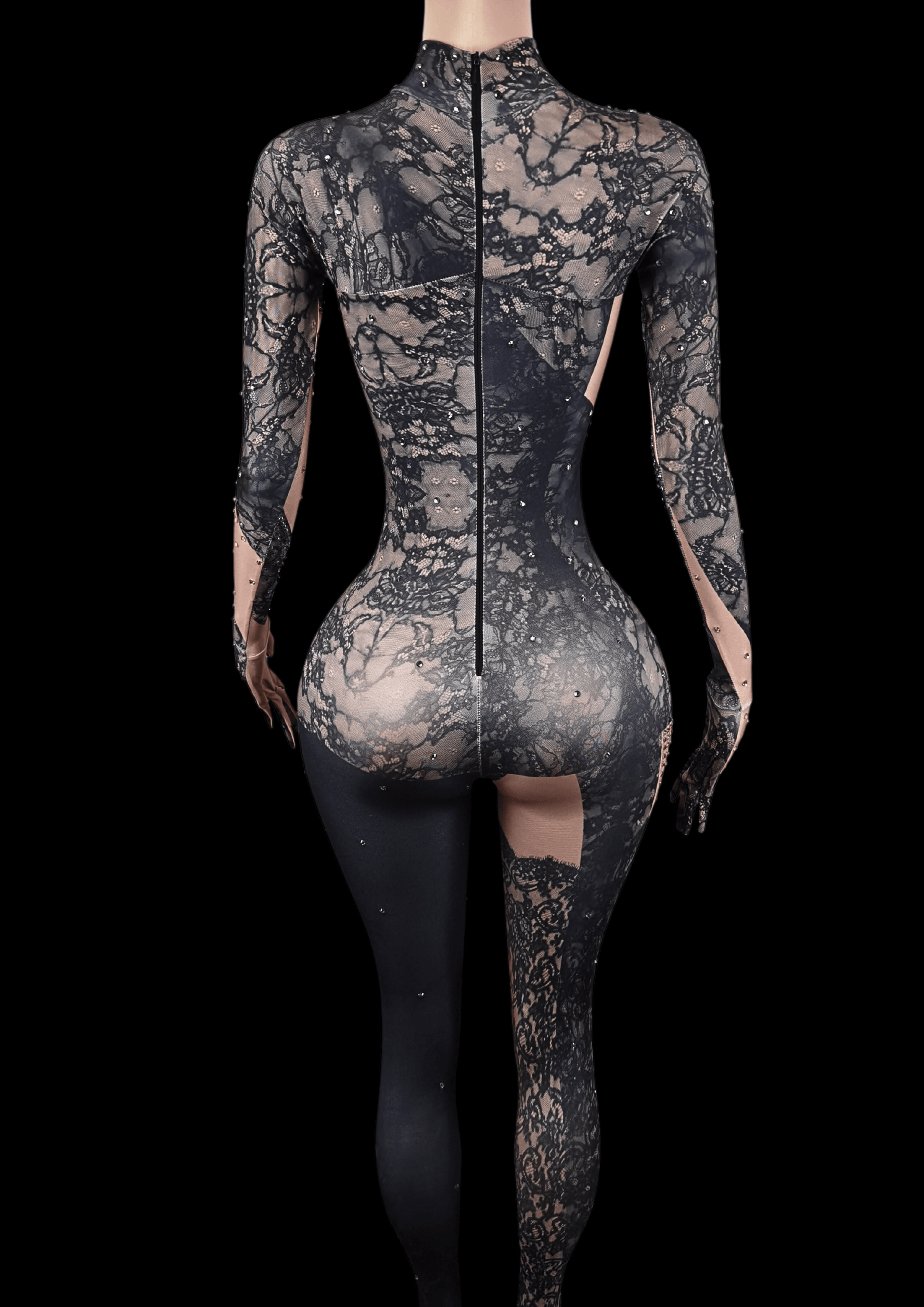 Glamstone | Party Jumpsuit: Lace Noir