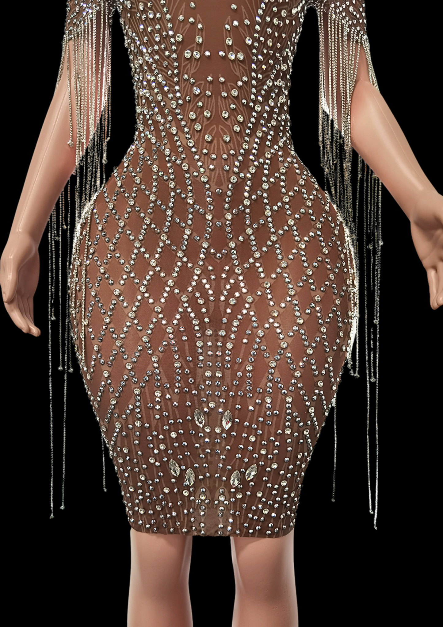 Glamstone | Midi Dress: Crystal Rain - Inspired by Kim Kardashian