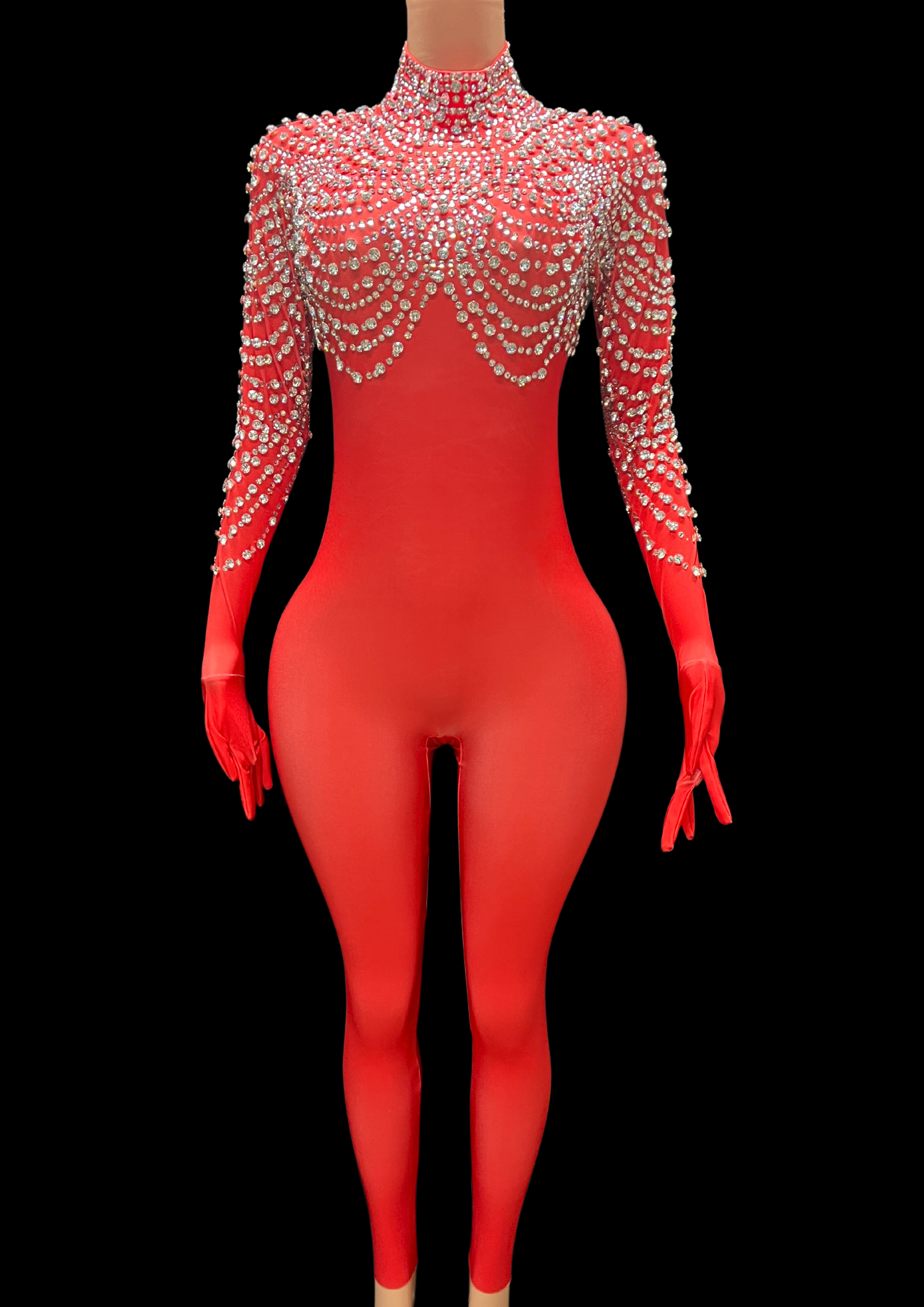 Party Jumpsuit: Crystal Shine - Red