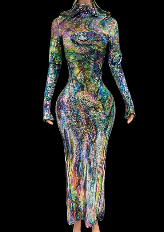 Maxi Dress: Holographic Fusion