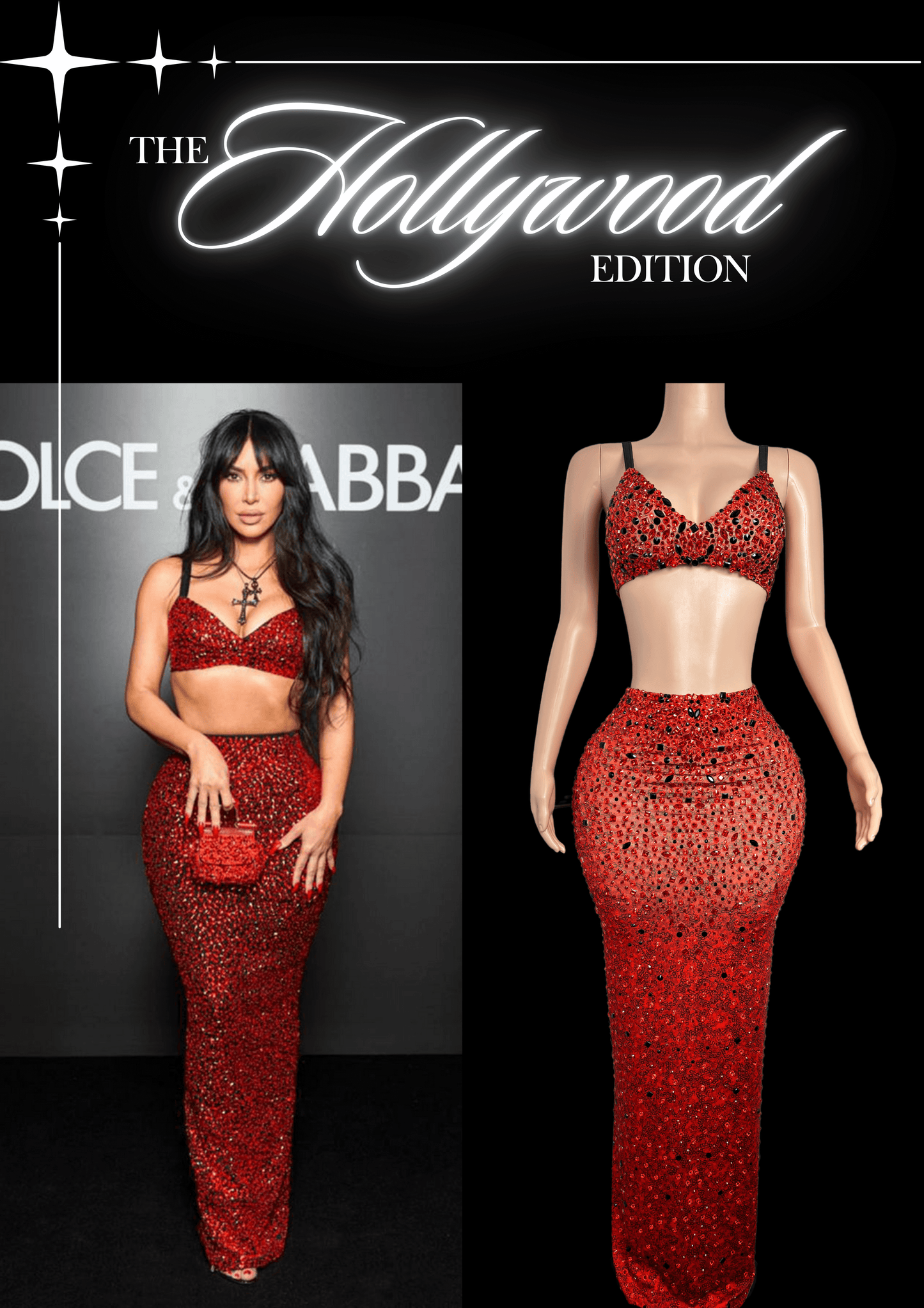 Glamstone | Co-Ord Set: Red Cherry - Inspired by Kim Kardashian