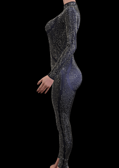 Glamstone | Party Jumpsuit: Black Dazzle