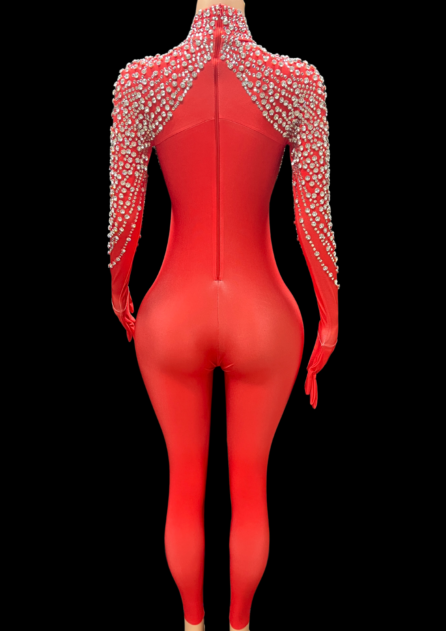 Party Jumpsuit: Crystal Shine - Red