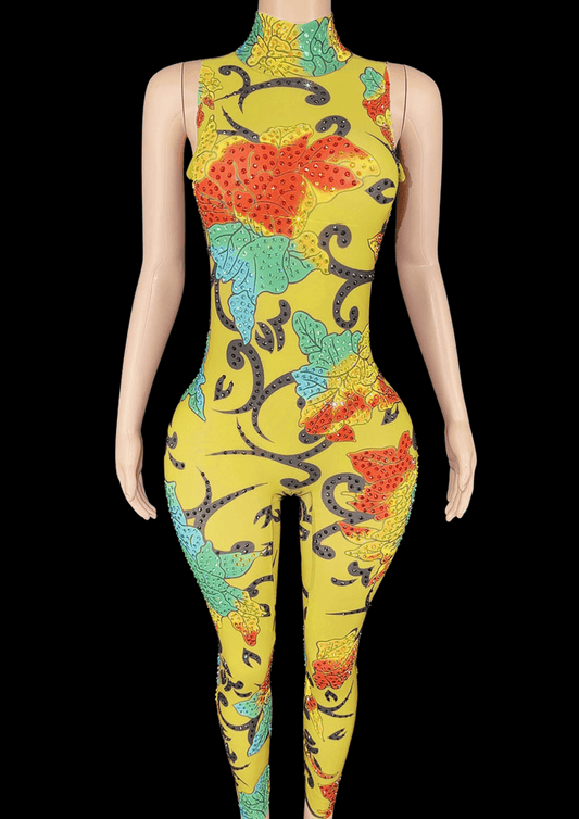 Glamstone | Party Jumpsuit: Flora - Yellow