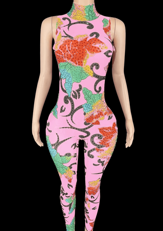 Glamstone | Party Jumpsuit: Flora - Pink