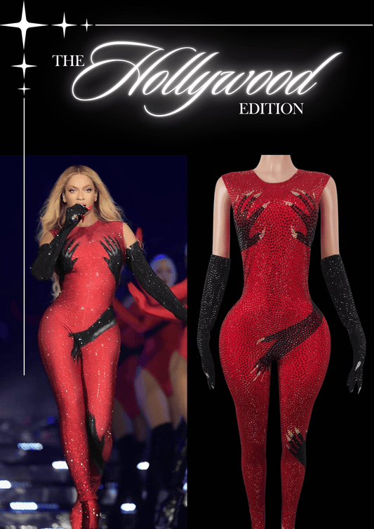 Glamstone | Party Jumpsuit: Red Flame - Inspired by Beyoncé