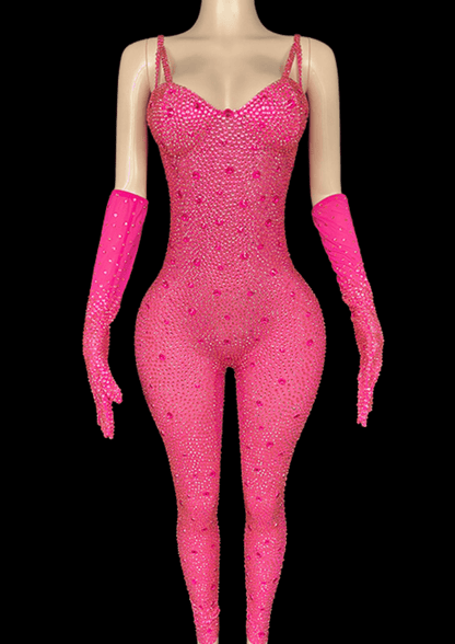 Glamstone | Party Jumpsuit: Fuchsia Fever - Inspired by Dua Lipa