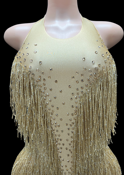 Glamstone | Party Romper: Golden Muse - Inspired by Jennifer Lopez