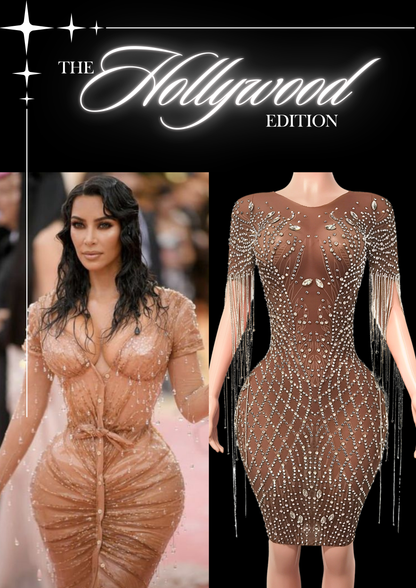 Glamstone | Midi Dress: Crystal Rain - Inspired by Kim Kardashian