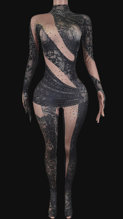 Party Jumpsuit: Lace Noir