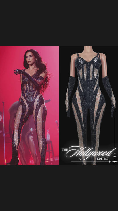 Party Jumpsuit: Noir Allure - Inspired by Dua Lipa